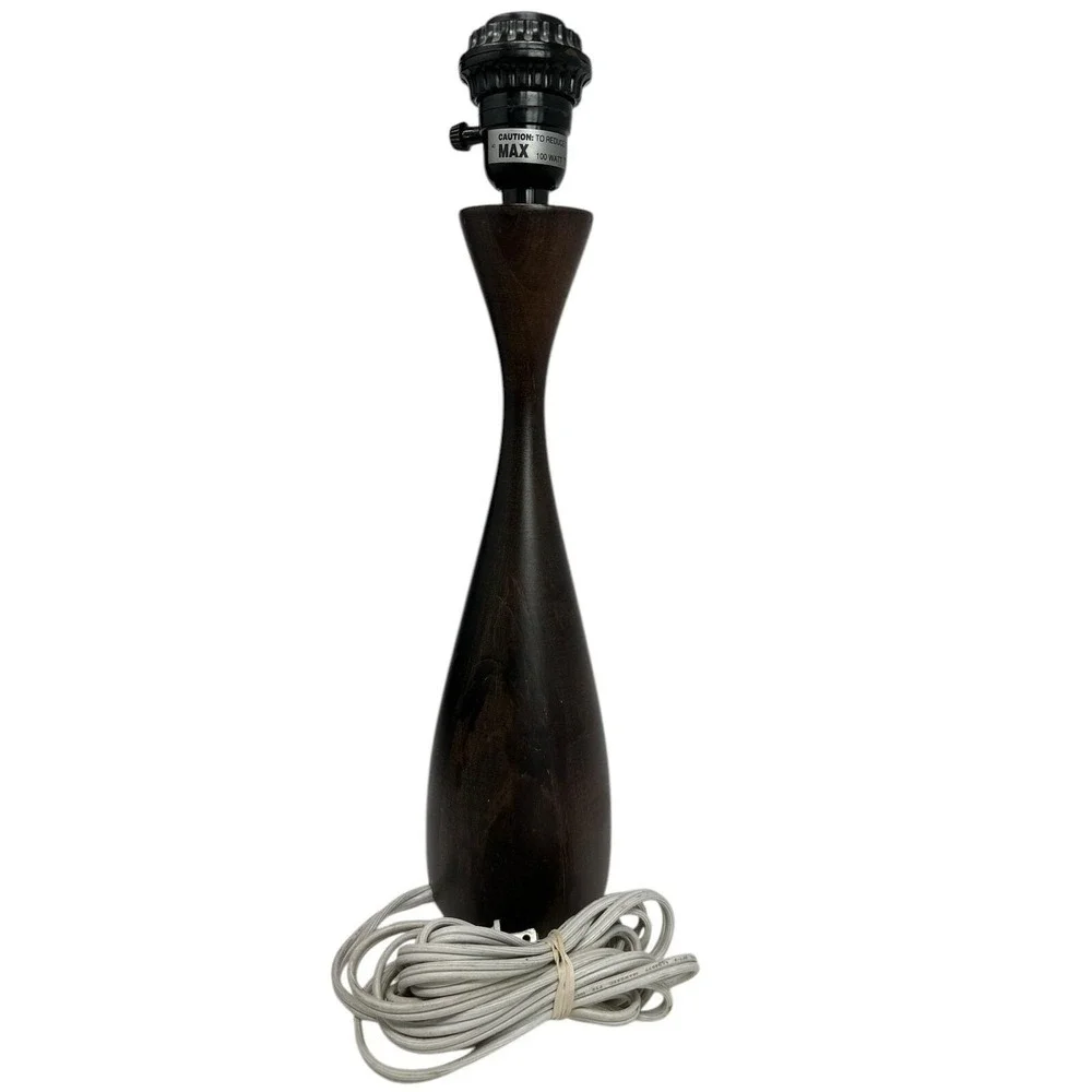 Vintage Ikea Lans Dark Wooden Table Lamp Scandinavian Design MCM Style RARE